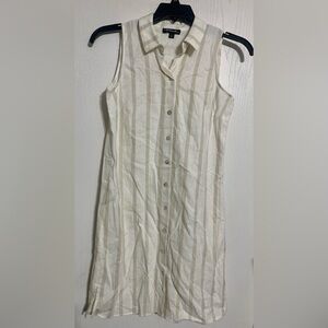 Prelude Linen Sleeveless Striped Button-Down Dress